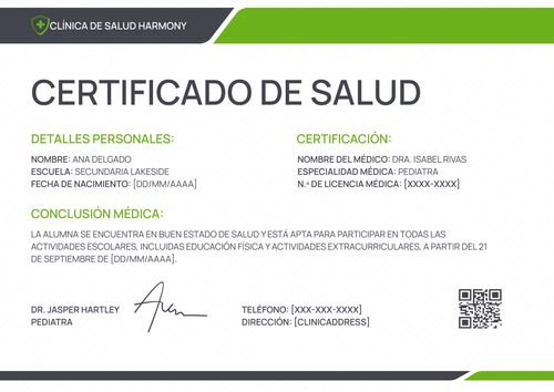 Valida tu modelo de certificado médico escolar – Horizontal Valida tu modelo de certificado médico escolar – Horizontal