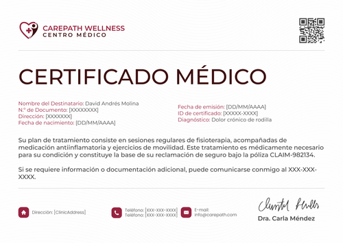 Explora tu modelo de certificado médico impoluto - Horizontal Explora tu modelo de certificado médico impoluto - Horizontal