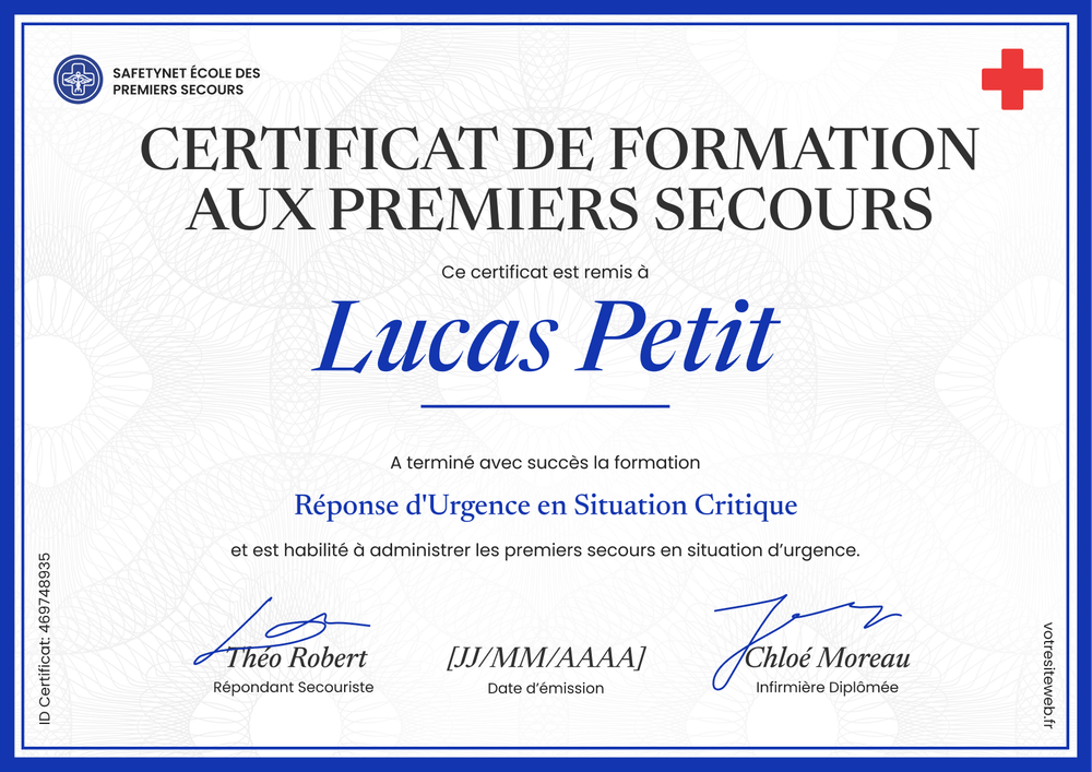 Certificat de premiers secours gratuit – Paysage Certificat de premiers secours gratuit – Paysage