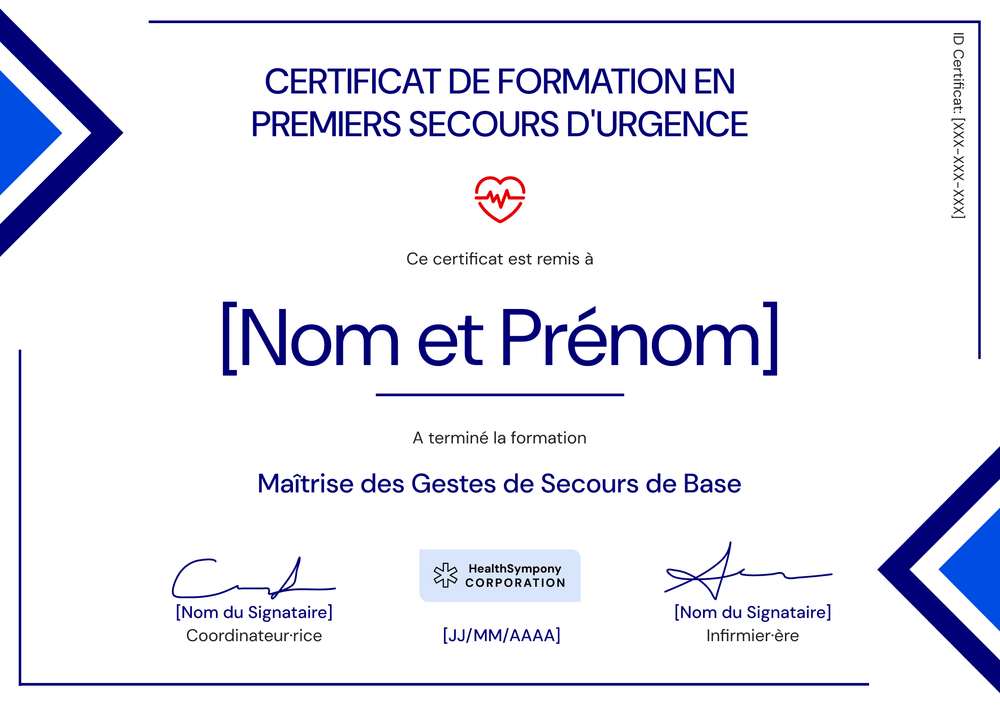 Certificat de premiers secours géométrique – Paysage Certificat de premiers secours géométrique – Paysage