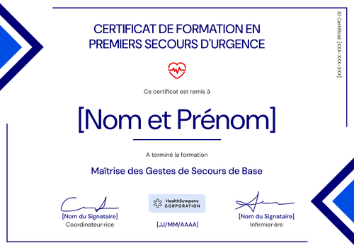 Certificat de premiers secours géométrique – Paysage Certificat de premiers secours géométrique – Paysage
