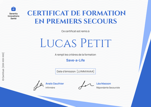 Certificat de premiers secours élégant – Paysage Certificat de premiers secours élégant – Paysage