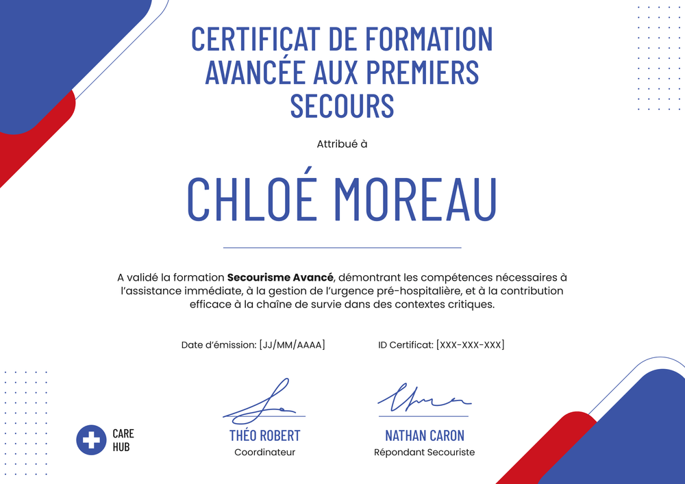 Créez un certificat de premiers secours clair et pro - Paysage Créez un certificat de premiers secours clair et pro - Paysage