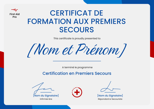 Certificat de premiers secours soigné – Paysage Certificat de premiers secours soigné – Paysage