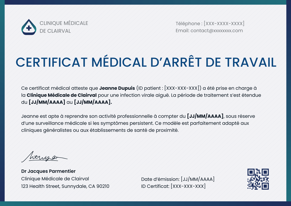 Modèle certificat médical – Paysage Modèle certificat médical – Paysage