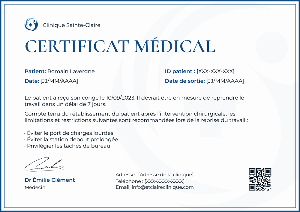 Modèle certificat médical professionnel – Paysage Modèle certificat médical professionnel – Paysage