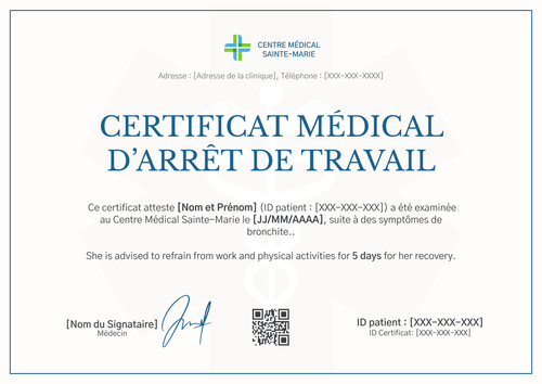 Modèle certificat médical minimaliste – Paysage Modèle certificat médical minimaliste – Paysage