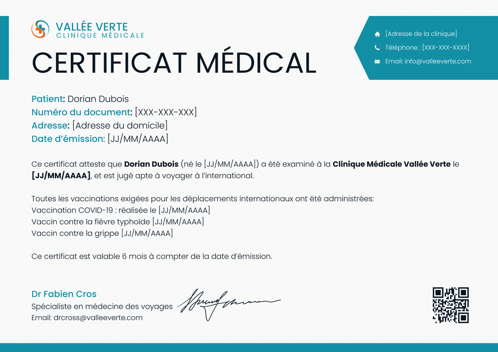 Modèle certificat médical propre et professionnel – Paysage Modèle certificat médical propre et professionnel – Paysage