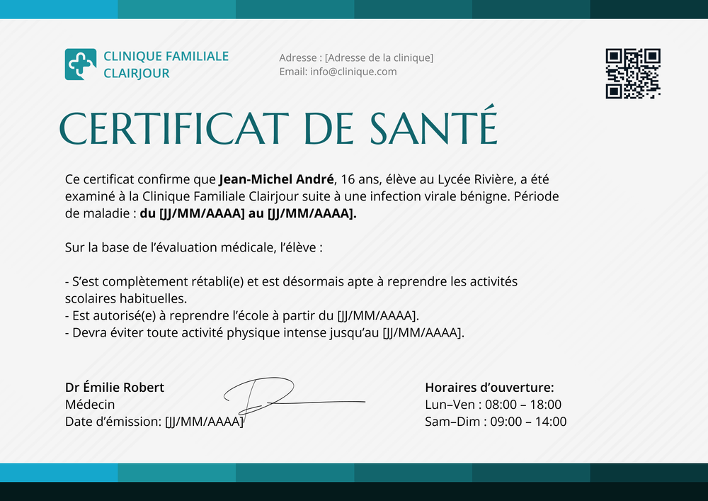 Modèle certificat médical équilibré – Paysage Modèle certificat médical équilibré – Paysage