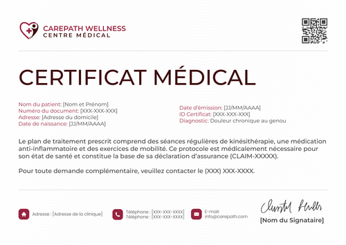 Modèle certificat médical – Paysage Modèle certificat médical – Paysage