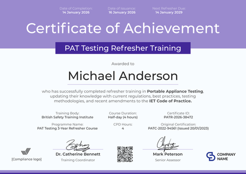 Free PAT Test Certificate Template – Landscape Free PAT Test Certificate Template – Landscape