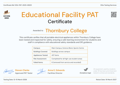 Bright PAT Testing Certificate Template – Landscape Bright PAT Testing Certificate Template – Landscape
