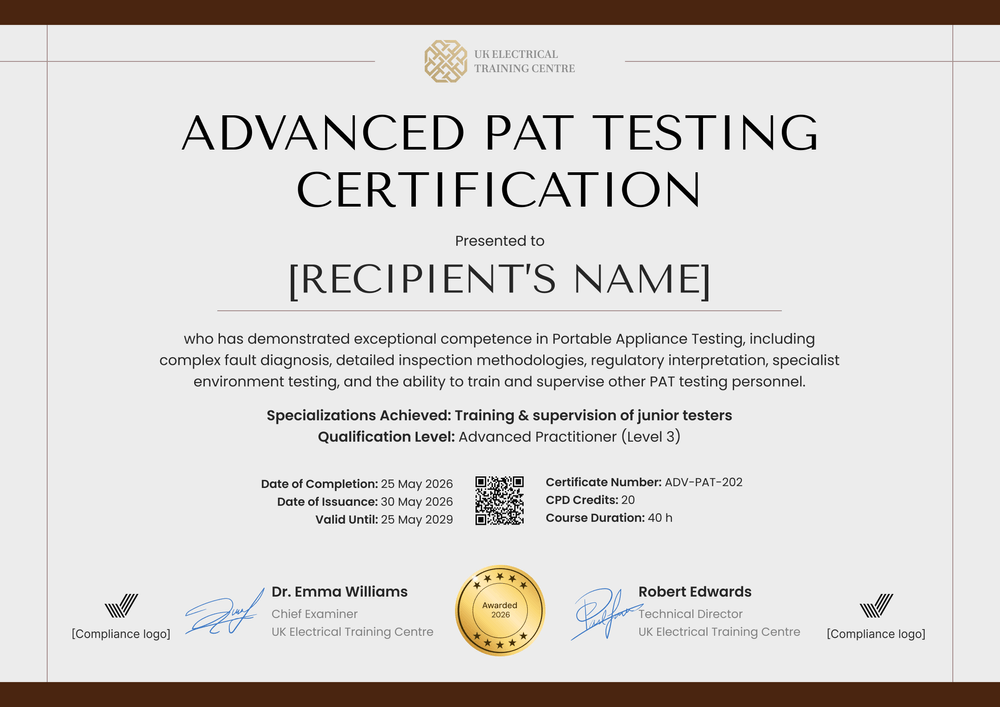 Brown PAT Testing Certificate Template - Landscape Brown PAT Testing Certificate Template - Landscape