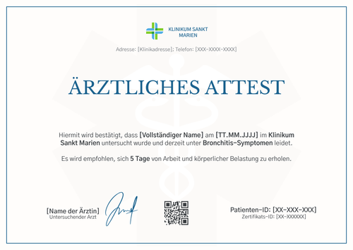 Minimalistische ärztliches Attest Vorlage - Querformat Minimalistische ärztliches Attest Vorlage - Querformat