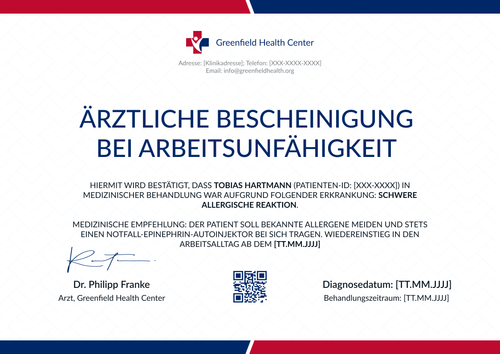 Schlichte ärztliches Attest Vorlage – Querformat Schlichte ärztliches Attest Vorlage – Querformat