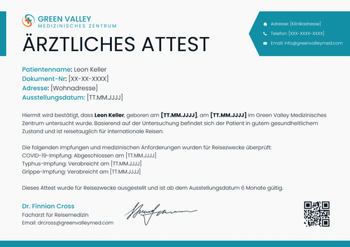 Ärztliches Attest Vorlage – Querformat Ärztliches Attest Vorlage – Querformat