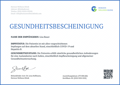 Klares ärztliches Attest Vorlage – Querformat Klares ärztliches Attest Vorlage – Querformat