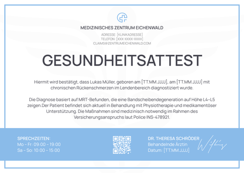 Ärztliches Attest Vorlage – Querformat Ärztliches Attest Vorlage – Querformat