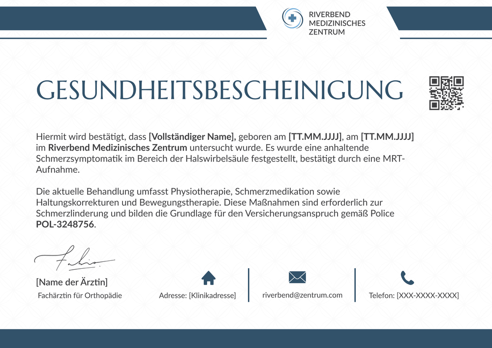 Ärztliches Attest Vorlage – Querformat Ärztliches Attest Vorlage – Querformat