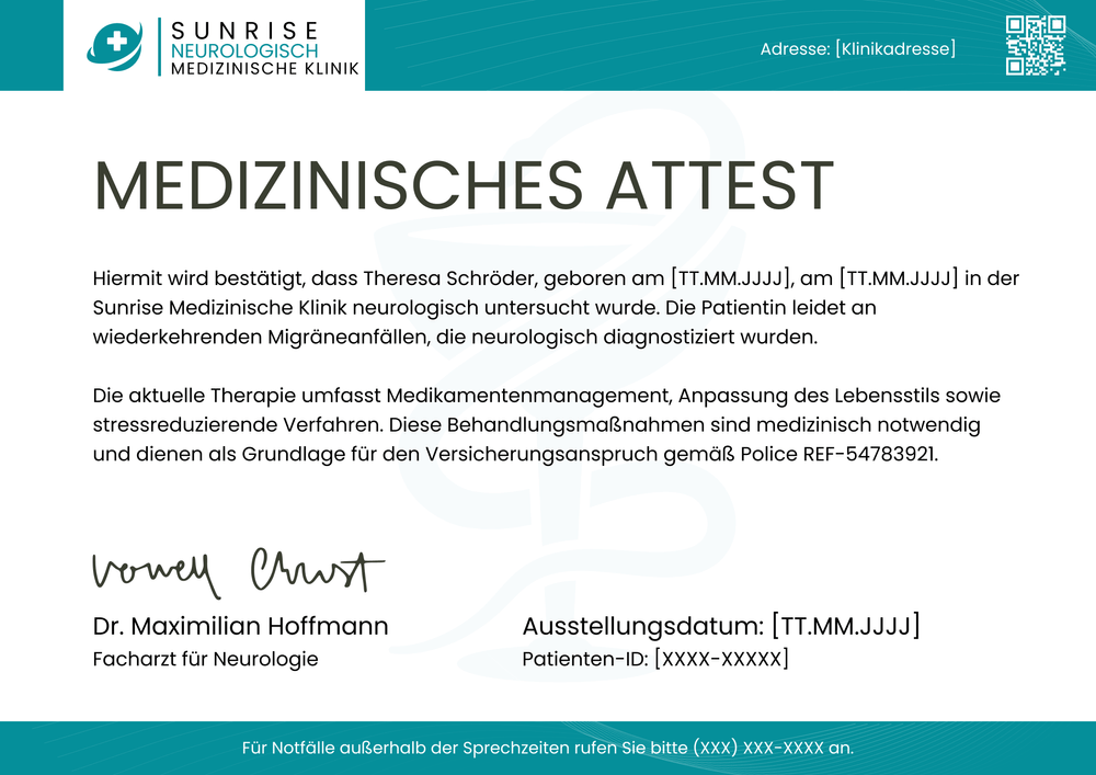 Ärztliches Attest Vorlage – Querformat Ärztliches Attest Vorlage – Querformat