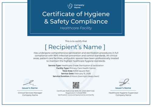 Simple and polished certificate of sanitization template Simple and polished certificate of sanitization template