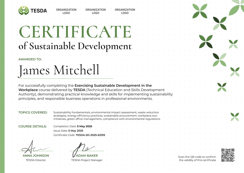 Free Sustainable Development Certificate Template – Landscape Free Sustainable Development Certificate Template – Landscape