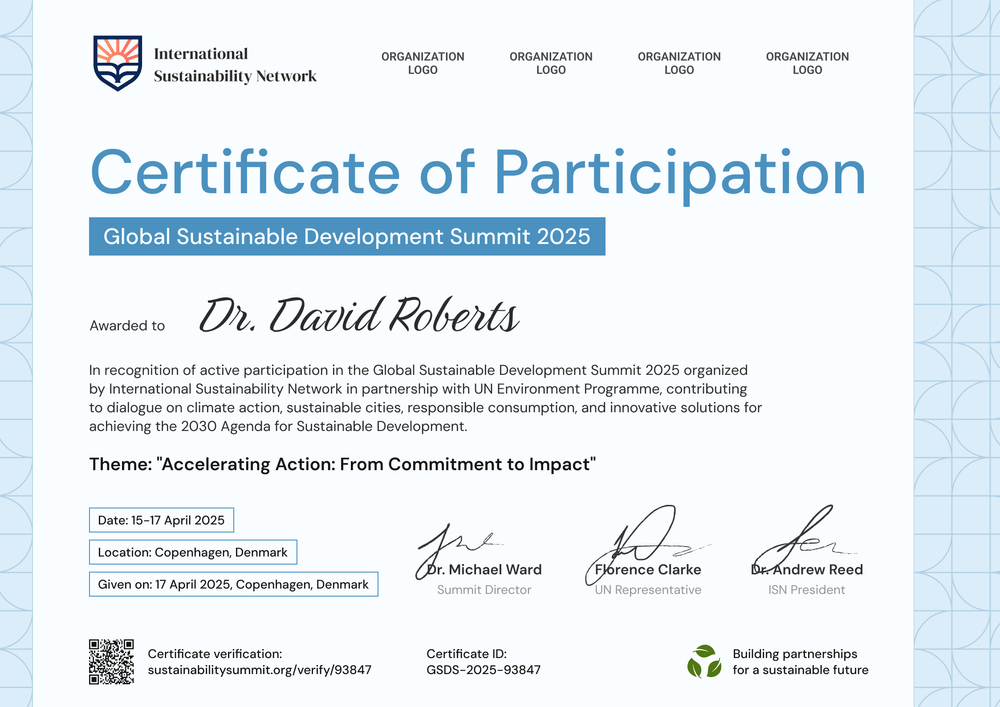 Sustainable Development Certificate Template – Landscape Sustainable Development Certificate Template – Landscape