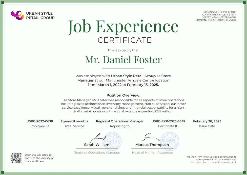 Simple Work Experience Certificate Template for Free - Landscape Simple Work Experience Certificate Template for Free - Landscape