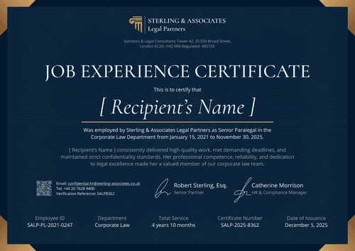 Polished Work Experience Certificate Template - Landscape Polished Work Experience Certificate Template - Landscape