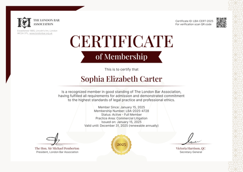 Free Lawyer Certificate Template - Landscape Free Lawyer Certificate Template - Landscape