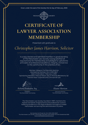 Free Structured Lawyer Certificate Template - Portrait Free Structured Lawyer Certificate Template - Portrait