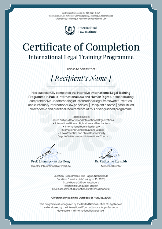 Editable Lawyer Certificate Template For Legal Training - Portrait Editable Lawyer Certificate Template For Legal Training - Portrait