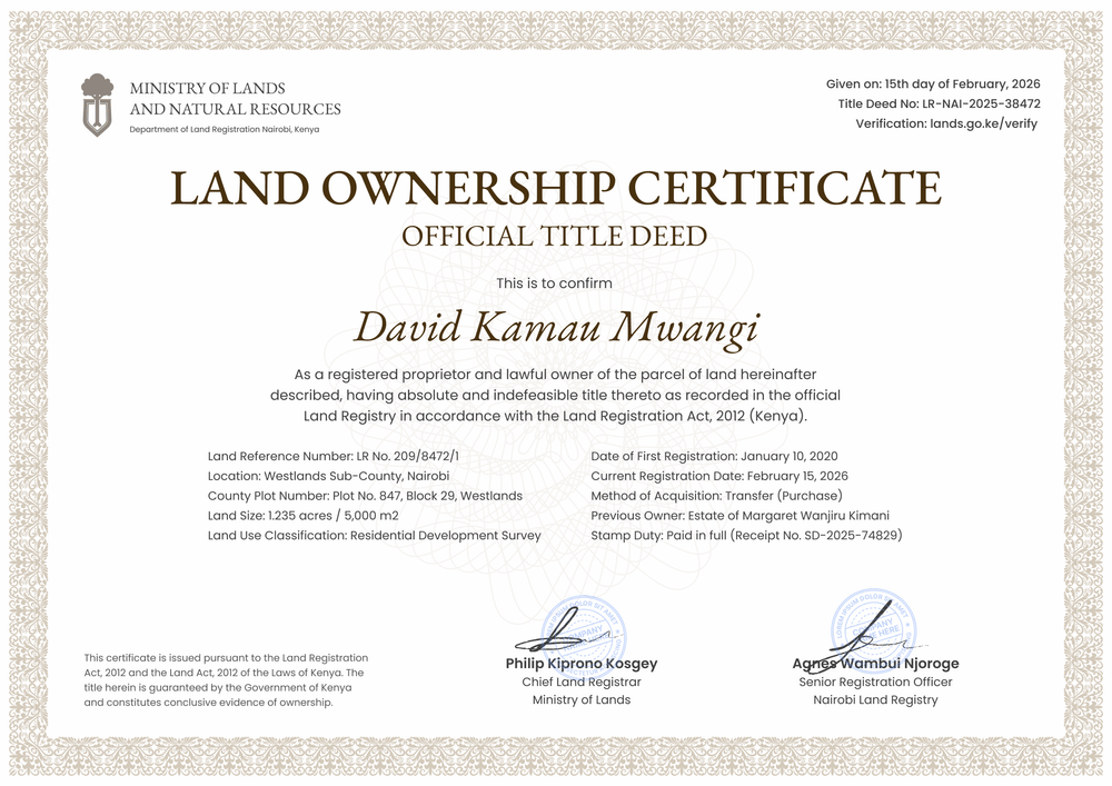 Free & Editable Land Certificate of Ownership Landscape Free & Editable Land Certificate of Ownership Landscape