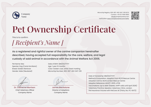 Professional and elegant certificate of ownership template Professional and elegant certificate of ownership template