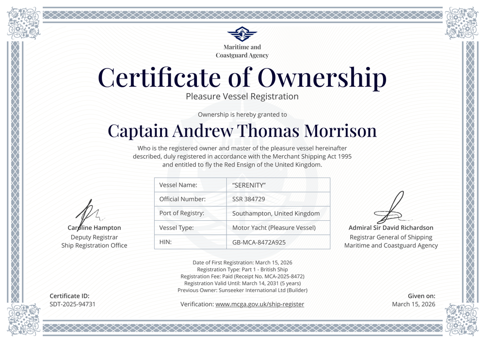 Vessel Certificate of Ownership Template Landscape Vessel Certificate of Ownership Template Landscape