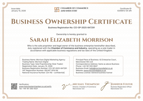 Business Ownership Certificate Template Landscape Business Ownership Certificate Template Landscape