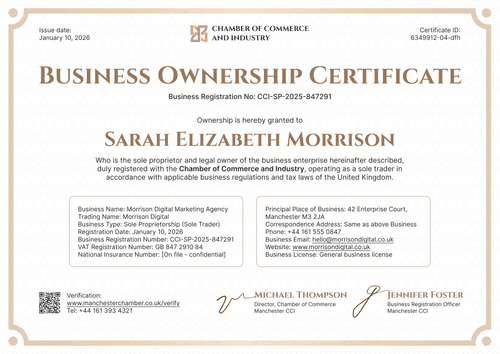 Business Ownership Certificate Template Landscape Business Ownership Certificate Template Landscape