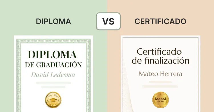 Certificado vs Diploma: diferencias clave explicadas cover image Certificado vs Diploma: diferencias clave explicadas cover image