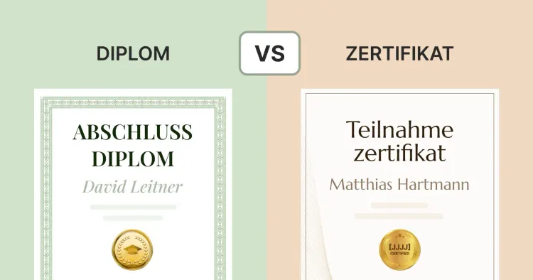 Zertifikat vs Diplom: Was ist der Unterschied? cover image Zertifikat vs Diplom: Was ist der Unterschied? cover image