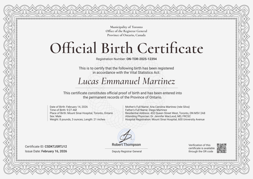 Birth Certificate Template in Grey – Landscape Birth Certificate Template in Grey – Landscape