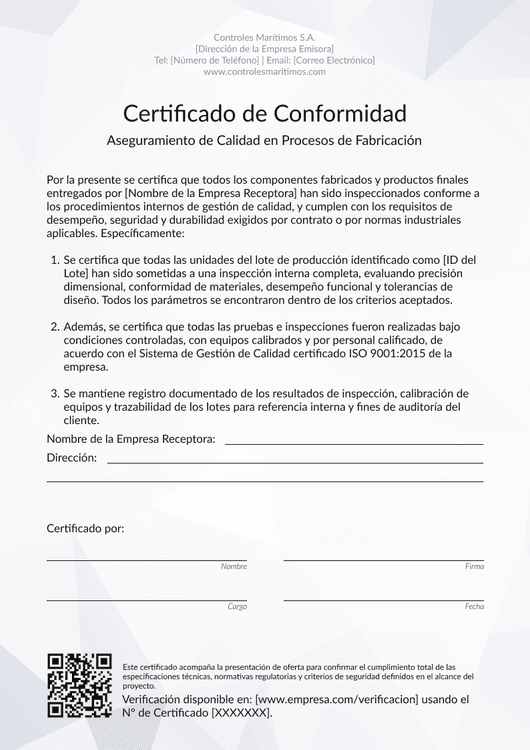 Plantilla de certificado de conformidad profesional – Portrait Plantilla de certificado de conformidad profesional – Portrait