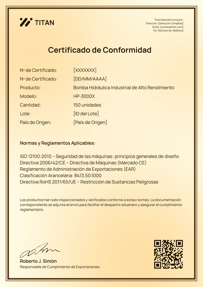 Certificado de conformidad cálido – Portrait Certificado de conformidad cálido – Portrait