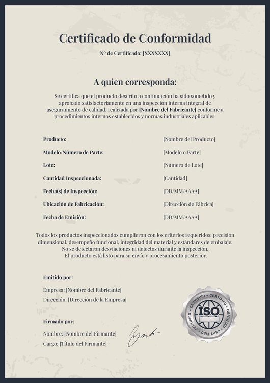 Certificado de conformidad texturizado – Portrait Certificado de conformidad texturizado – Portrait