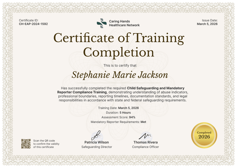 Certificate of Training Completion Template in Brown Tones - Landscape Certificate of Training Completion Template in Brown Tones - Landscape
