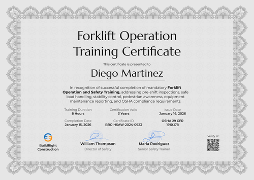 Vintage forklift operation training certificate template Vintage forklift operation training certificate template