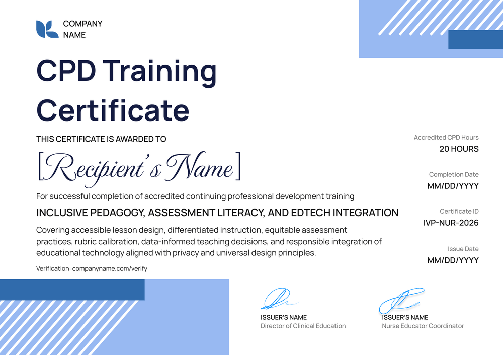CPD Training Certificate Template – Landscape CPD Training Certificate Template – Landscape