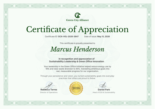 Free Template of Certificate of Appreciation to Customize Online - Landscape Free Template of Certificate of Appreciation to Customize Online - Landscape