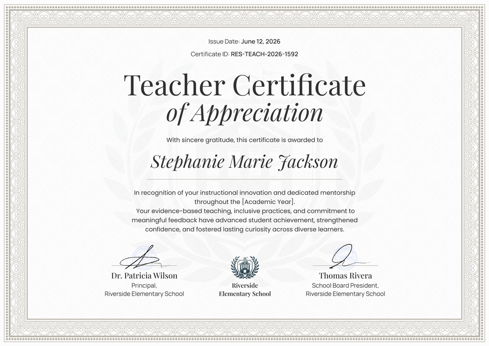 Free Teacher Certificate of Appreciation Template – Landscape Free Teacher Certificate of Appreciation Template – Landscape