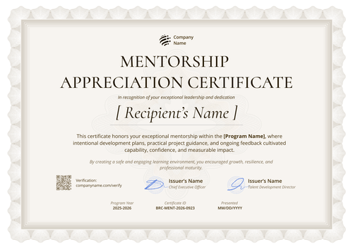 Professional Mentor Appreciation Certificate Template - Landscape Professional Mentor Appreciation Certificate Template - Landscape