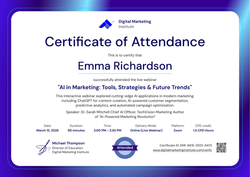 Free Webinar Certificate of Attendance – Landscape Free Webinar Certificate of Attendance – Landscape